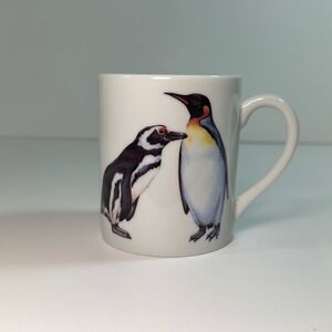 Vintage Penguin Species Coffee Mug White Ceramic Bird Nature Cup Made in Japan